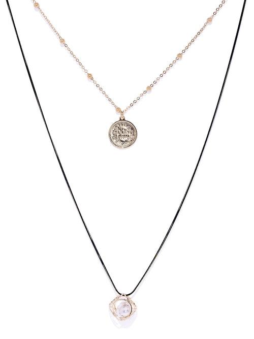 Roman Coin and Pearl Layered Necklace