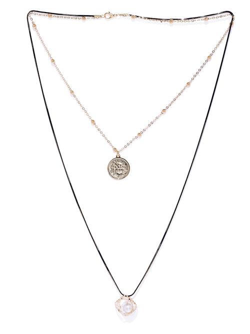 Roman Coin and Pearl Layered Necklace