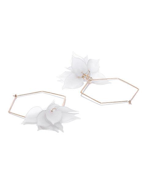 Hexagon Tropical Floral Hoops In White
