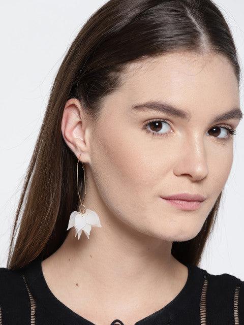 Hexagon Tropical Floral Hoops In White