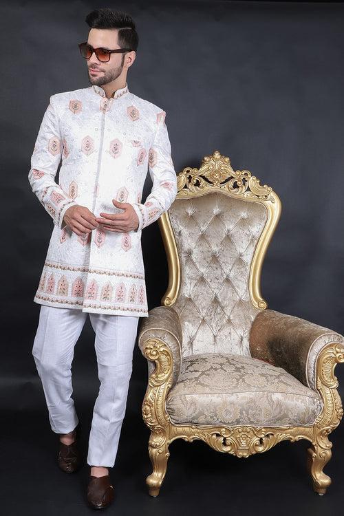 Cotton Silk White Bandhgala