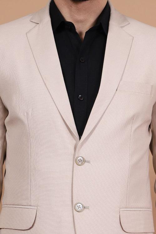 Polyester Cotton Beige Blazer