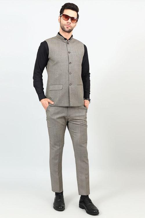 Poly Viscose Grey Modi Nehru Jacket