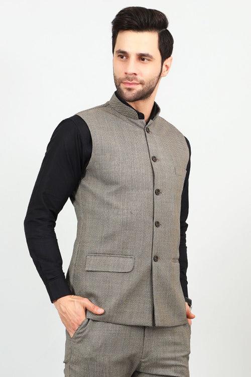 Poly Viscose Grey Modi Nehru Jacket