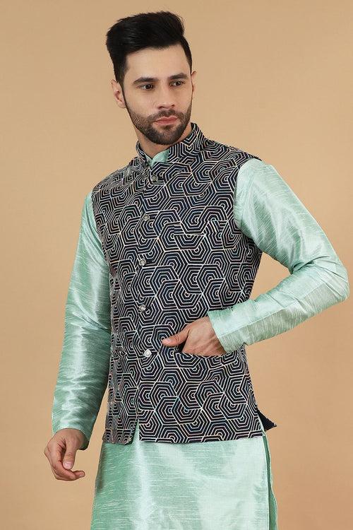 Digital Print Cotton Silk Multicolored Modi Nehru Jacket