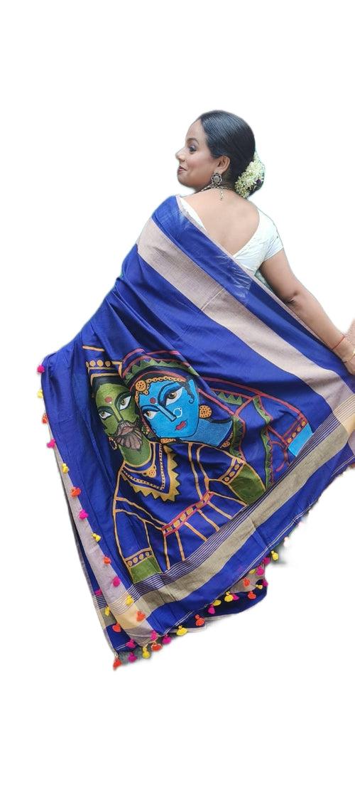 Cobalt Blue Pure handloom Saree