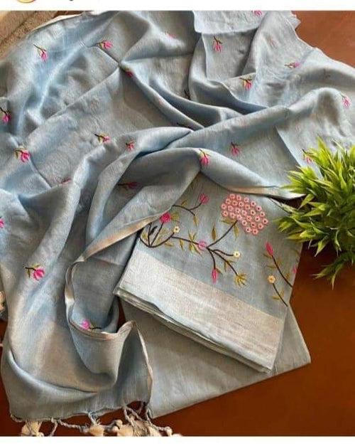 Embroidery Designer Linen Sarees