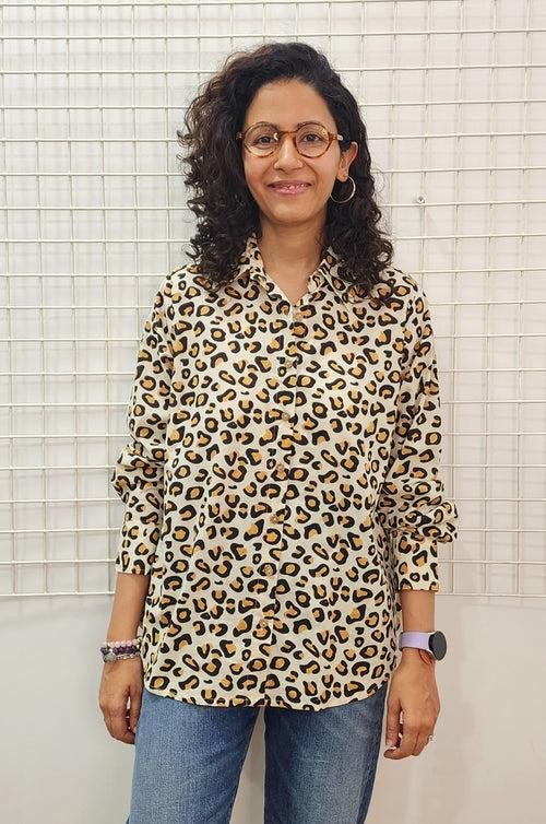 Leopard Printed Cotton Shirt