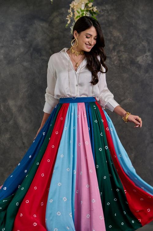 Bandhani Modal Satin Skirt