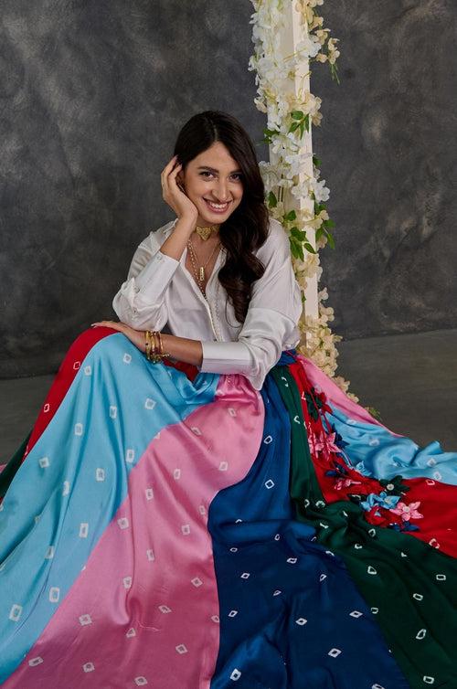 Bandhani Modal Satin Skirt