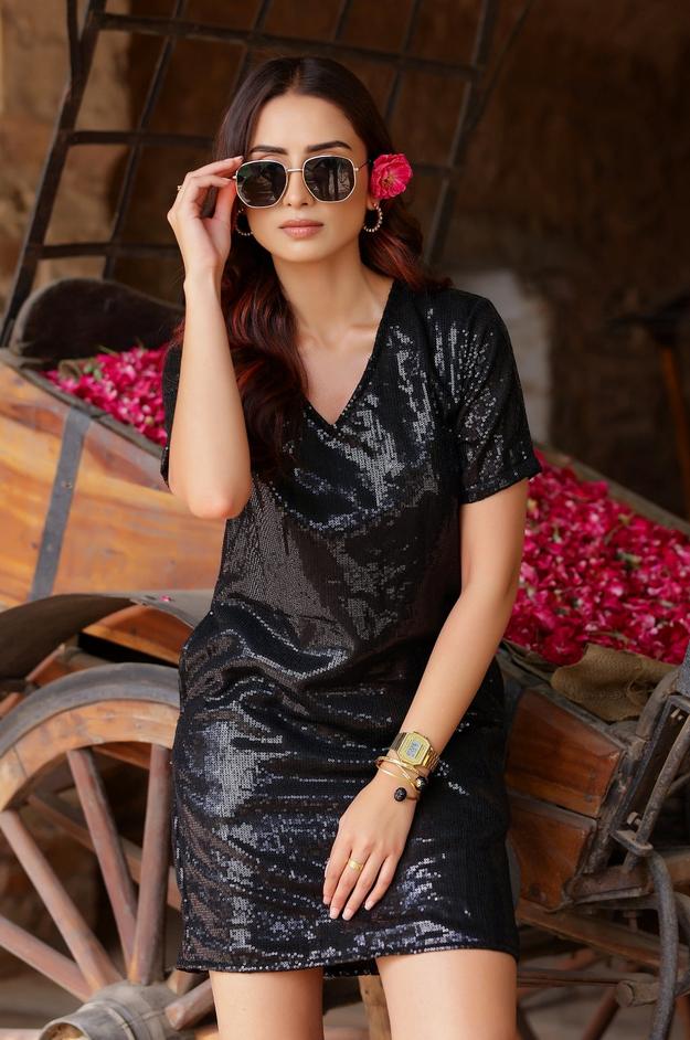 Classic Little Black Sequin Dress