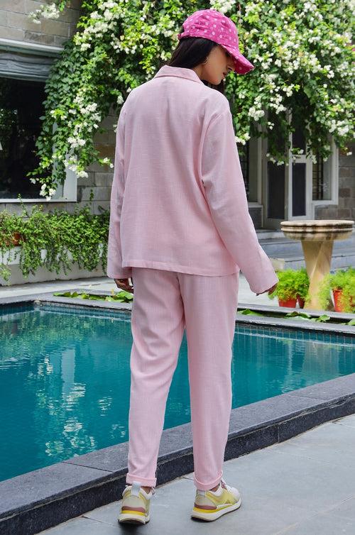 Alley Pink Cotton Blazer-Pant