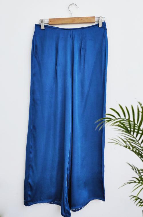 Indigo Modal Satin Flared Pant