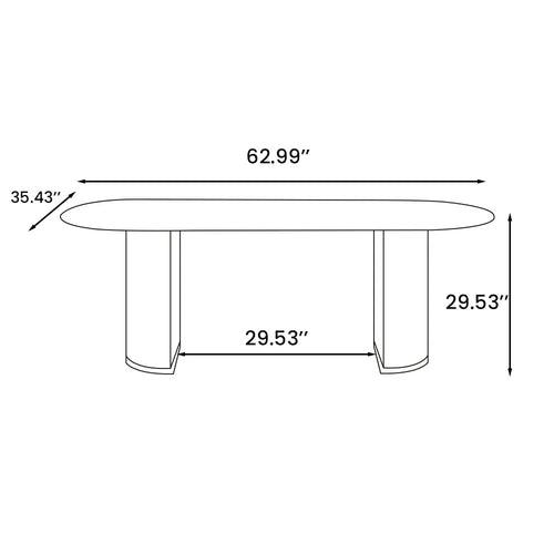 Ashley Modern Minimalist White Oval Dining Table for 4