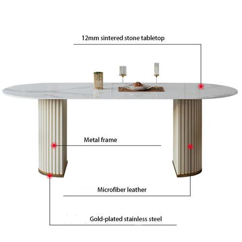 Ashley Modern Minimalist White Oval Dining Table for 4