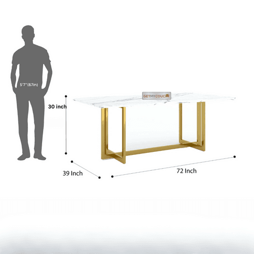 Tiffany White Satwario Marble Top Dining Table with PVD Coated SS304 Base