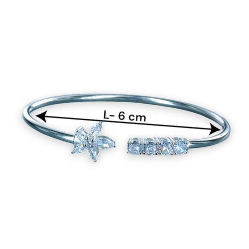 925 Sterling Silver Floral CZ Openable Bangle For Women