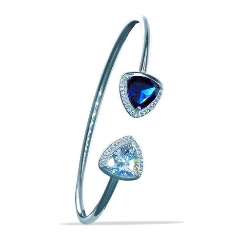 925 Sterling Silver Triangle Blue CZ Bangle For Women