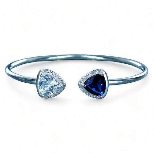 925 Sterling Silver Triangle Blue CZ Bangle For Women