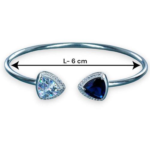 925 Sterling Silver Triangle Blue CZ Bangle For Women