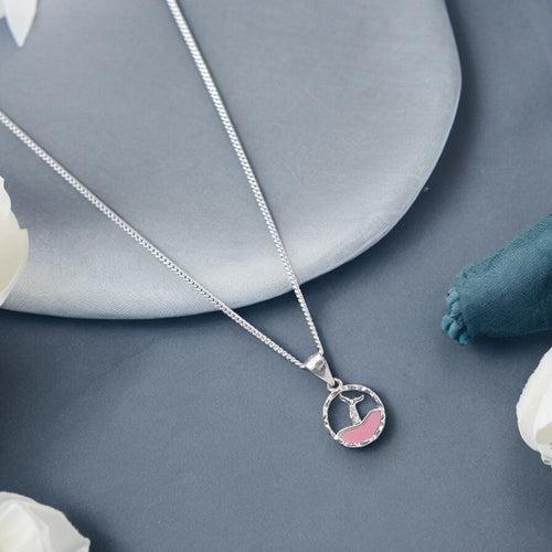 Taraash 925 Sterling Silver Circular Pendant with Chain for Women