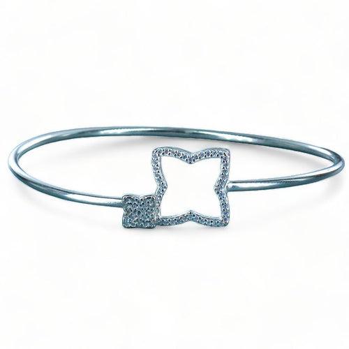 Taraash 925 Sterling Silver Cz Square Bangle For Women