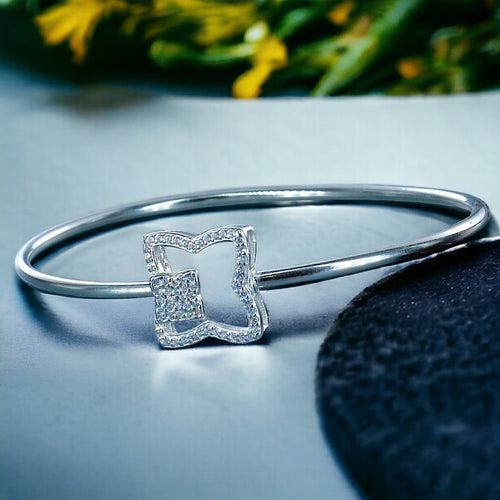 Taraash 925 Sterling Silver Cz Square Bangle For Women