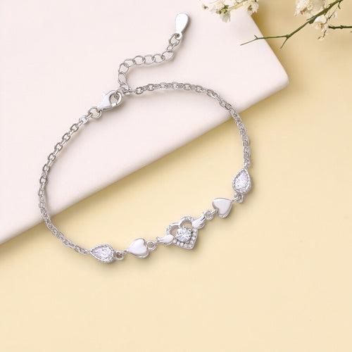 Taraash 925 Sterling Silver Heart Shape Bracelet For Women