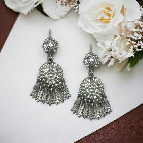 Taraash 925 Sterling Silver Antique Floral Jhumki For Women