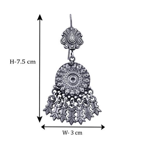 Taraash 925 Sterling Silver Antique Floral Jhumki For Women