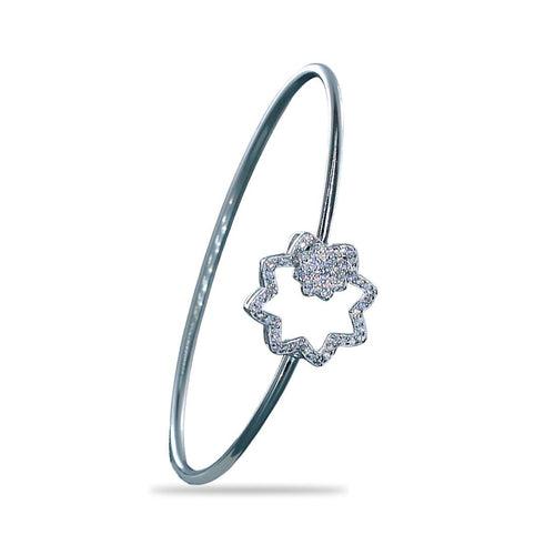 Taraash 925 Sterling Silver Cz Star Bangle Kada For Women