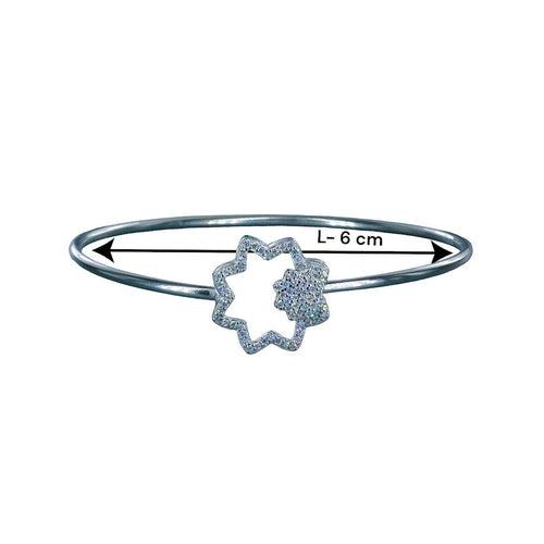 Taraash 925 Sterling Silver Cz Star Bangle Kada For Women