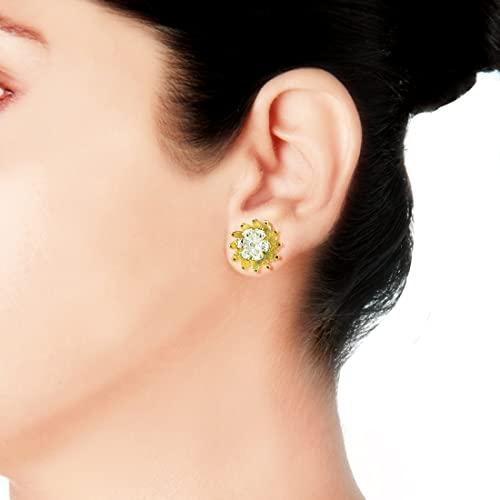 Taraash 925 Sterling Silver Floral Earrings  |  Stud | Cz Earrings For Women