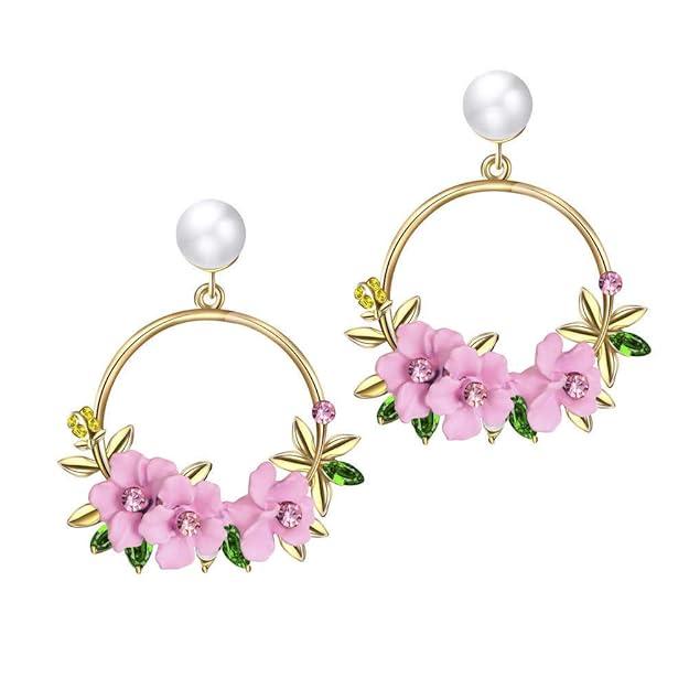 Pink Floral Earrings - DWER002