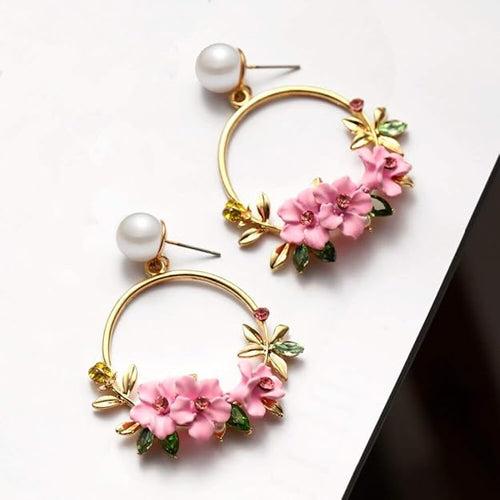 Pink Floral Earrings - DWER002