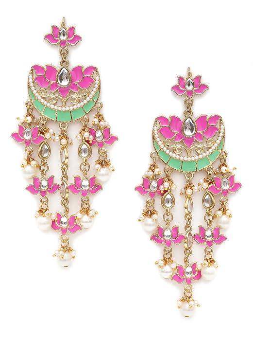 Lotus Design Kundan Dangler Earrings - DWER004