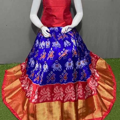 Ethnic Elegance - Unstitched Ikkat Silk Lehenga Choli - SIL005