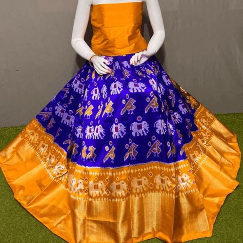 Ethnic Elegance - Unstitched Ikkat Silk Lehenga Choli - SIL005