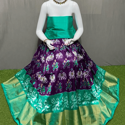 Ethnic Elegance - Unstitched Ikkat Silk Lehenga Choli - SIL005
