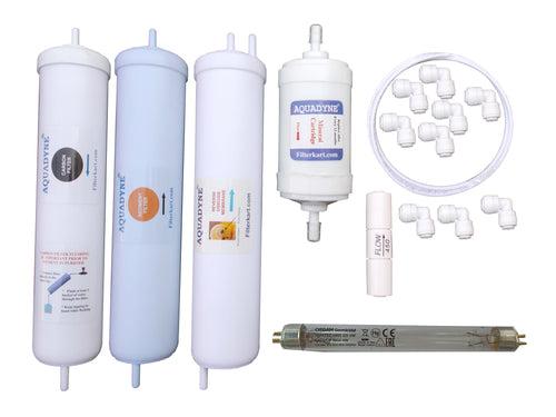 Aquadyne's compatible RO Service Kit for Aquasure Delight RO UV MTDS Water Purifier with Installation guide and Youtube video installation support, 1- Set, White