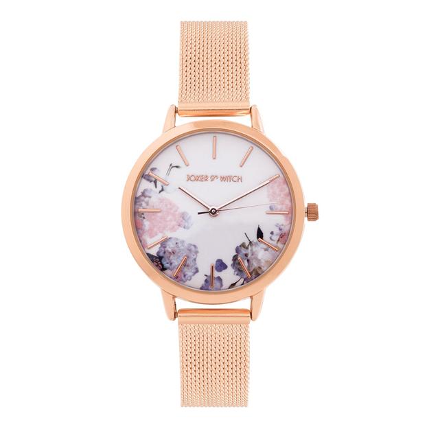 Tygra Rosegold Printed Dial Mesh Strap Watch