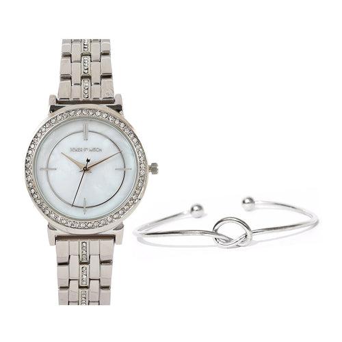 Stacie Silver Watch Bracelet Stack