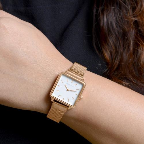 Vintage Square White Dial Rosegold Magnetic Watch