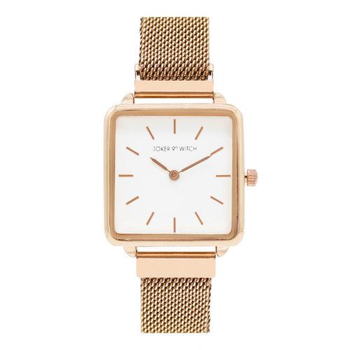 Vintage Square White Dial Rosegold Magnetic Watch