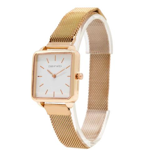 Vintage Square White Dial Rosegold Magnetic Watch