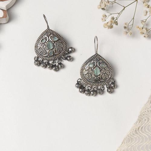 Teejh Vanya Silver Oxidised Turquoise  Earrings