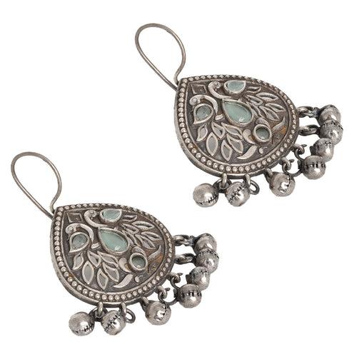 Teejh Vanya Silver Oxidised Turquoise  Earrings