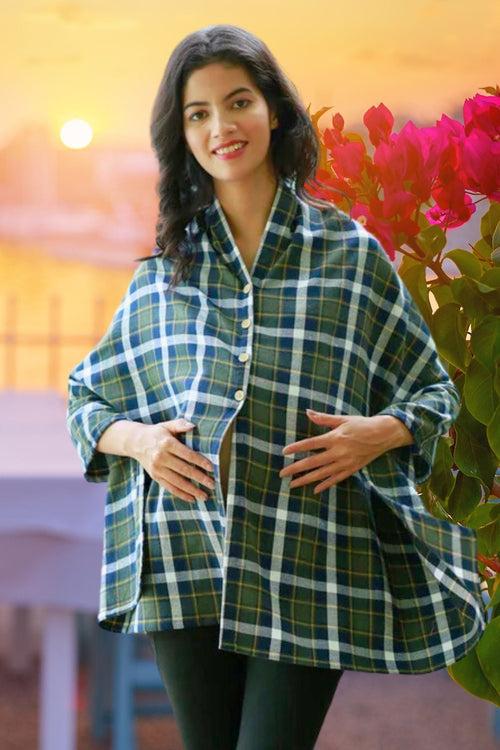 Love Basil Green Plaid Versatile Nursing Stole