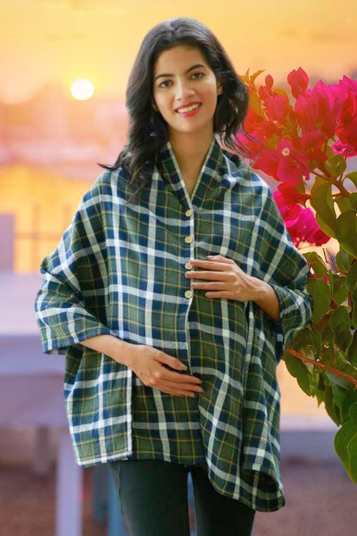 Love Basil Green Plaid Versatile Nursing Stole