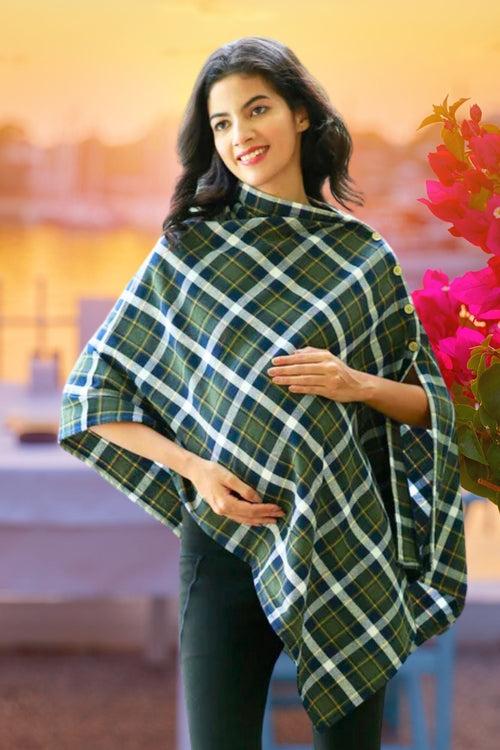 Love Basil Green Plaid Versatile Nursing Stole